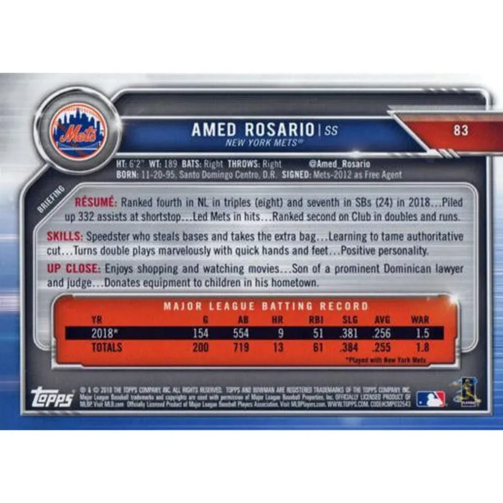 2019 Bowman Amed Rosario #83 New York Mets